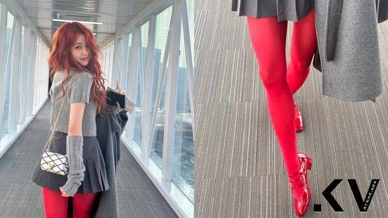 红色裤袜风潮崛起！Jennie、许允真超美示范　2种穿法不翻车 最新资讯 图4张